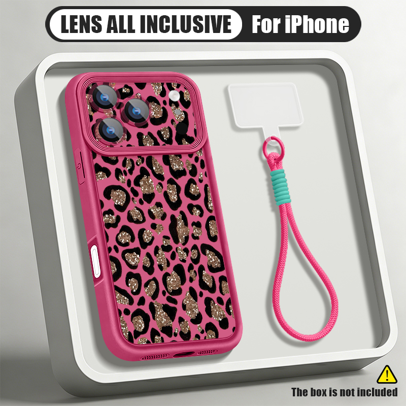 Lanyard Phone Strap - Bruin luipaardprint telefoonhoesje met polsbandje voor