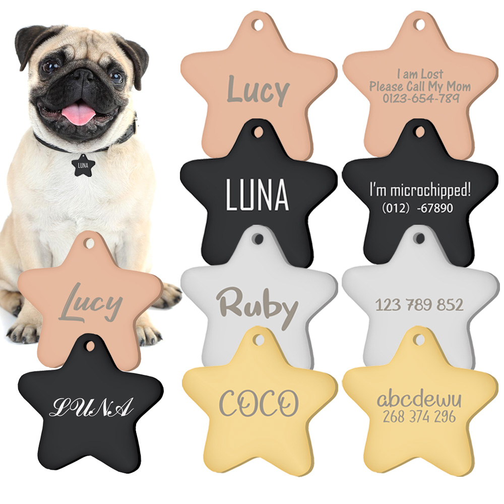Phone Accessories And Names - Gepersonaliseerde naam ster hanger anti-verloren huisdier