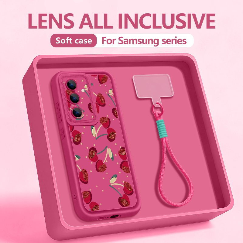 Lanyard Phone Strap - Klein kersenpatroon lanyard telefoonhoesje voor Samsung
