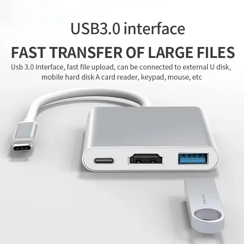 Hdmi Phone Adapter - 3-in-1 Type-C naar HDMI-compatibele adapter USB