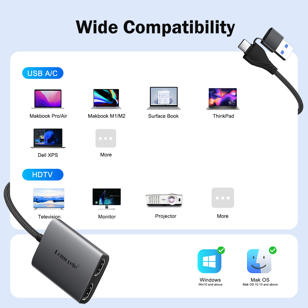 Lemorele Dual HDMI Adapter 4K  - Hdmi Phone Adapter recensie en prijs